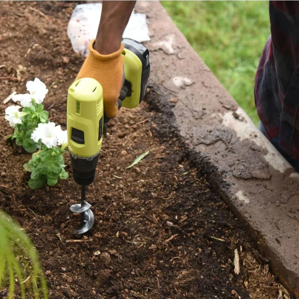 Garden Auger Spiral Drill Bit Gardening Flower Planter Earth Drill Planting Hole Digger Tool Loose Soil Drill Bit Accessories (4cm*22cm)