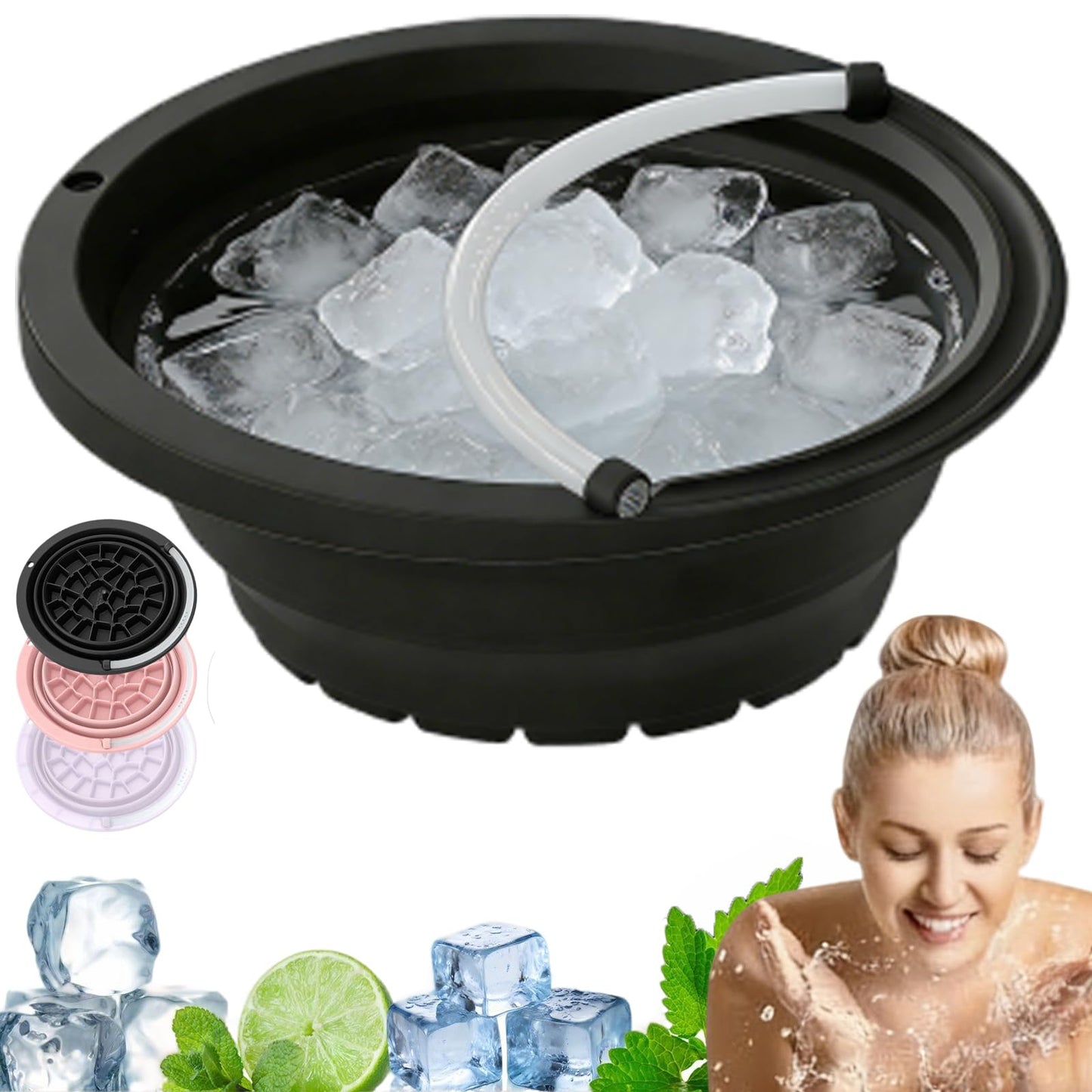 2026 Upgraded Face Bowl for Ice - Foldable Silicone Facial Ice Bath Bowl, Facial Cold Plunge with Breathing Tubes for Skin Tightening, Skincare Routine, Home Travel