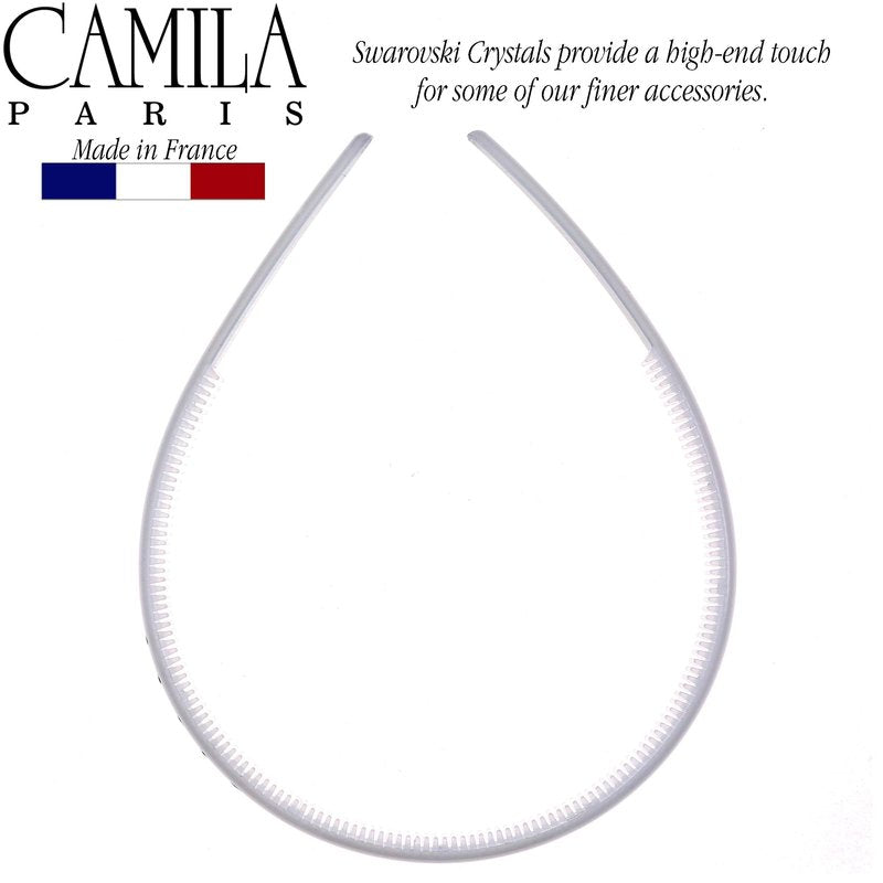 Camila Paris CP2557 French Headband for Women, White, Very Flexible with Teeth for Strong Hold Grip, Women's Hairband, No Slip Durable Styling Girls Hair Accessories, Made in France with Cellulose
