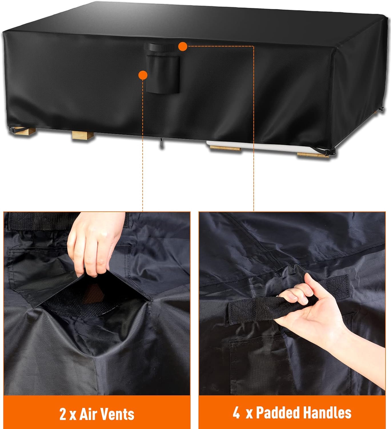 Patio Furniture Covers - Waterproof Outdoor Table & Chair Protection | Heavy Duty 600D, 108" L x 82" W x 27.9" H