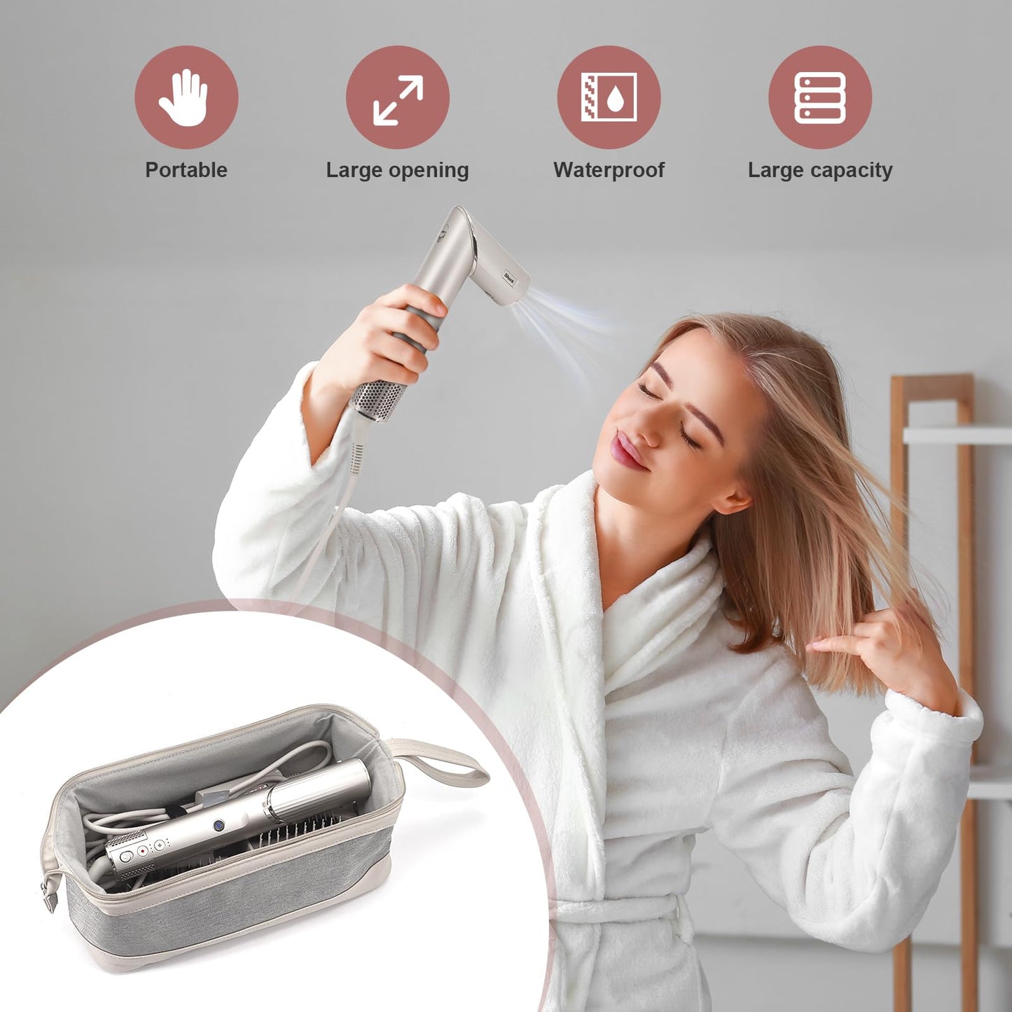Buwico Travel Case for Dyson/Shark Flexstyle Hair Styler - Travel Pouch for Complete Styler and Attachments (Patent Pending)