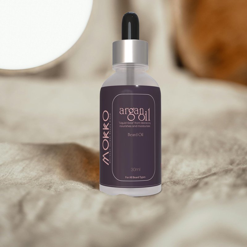 Mokko Argan Beard Oil – 100% Pure Moroccan Argan Oil for Men | Softens Beard, Reduces Itch, Promotes Growth & Adds Shine – 30ml