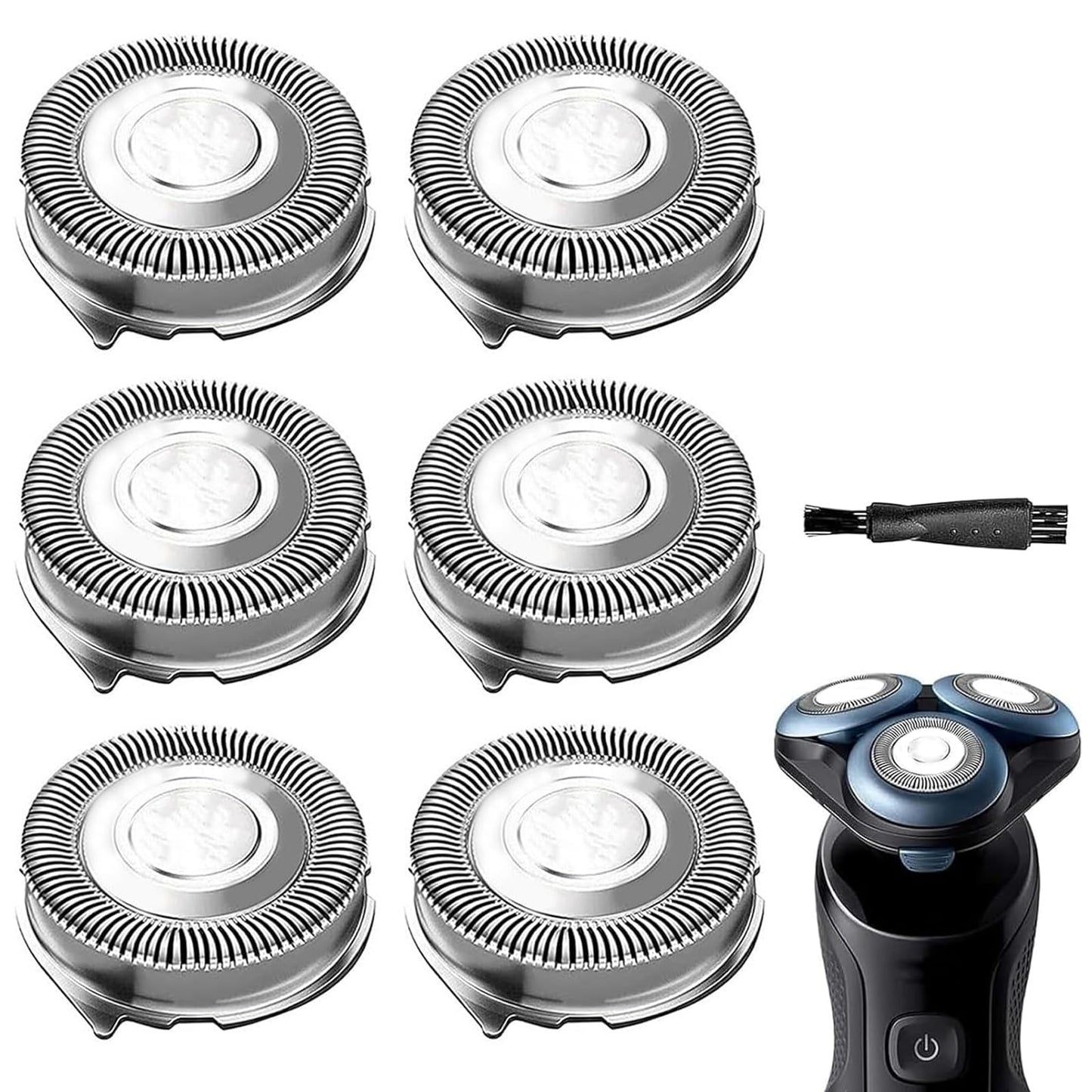 Suleto SH50/52 Replacement Heads Blades Compatible with Philips Series 5000 Electric Shavers, SH50 Razor Head Replacement for Series 5000 (S5xxx), ATXX (S5xxx), PTXX (PT8xx, PT7xx), 6 Pack W/Brush