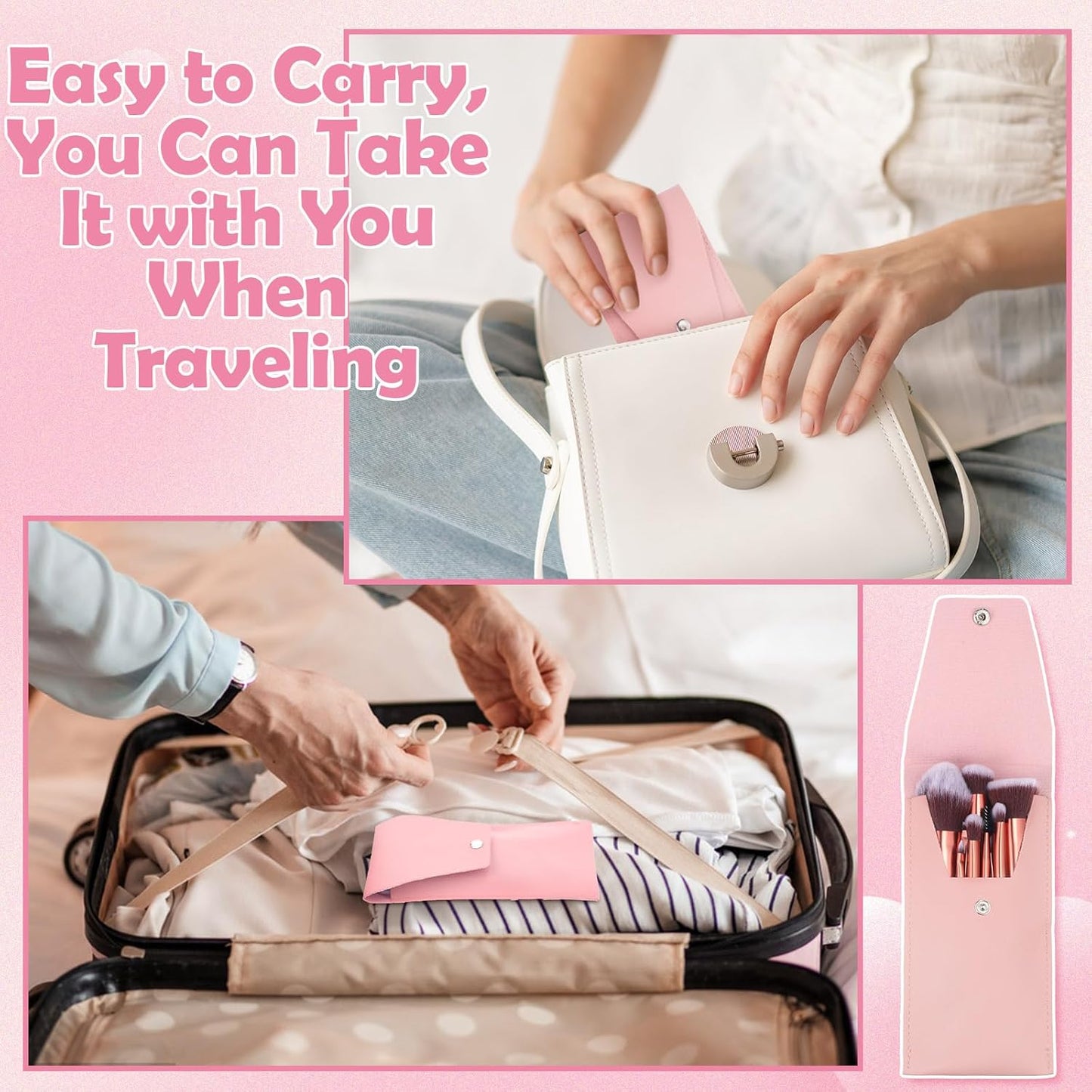 Travel Makeup Brush Set - 20PCS with Mirror, Storage Bag & 8 Makeup Sponges | Perfect for Home & On-the-Go
