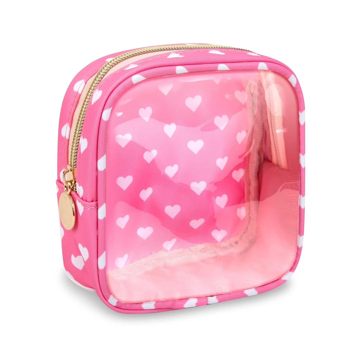 Waterproof Mini Floral Makeup Bag - Nylon Travel Pouch for Women | Cute Zipper Toiletry Organizer (Mini White-Flowers)
