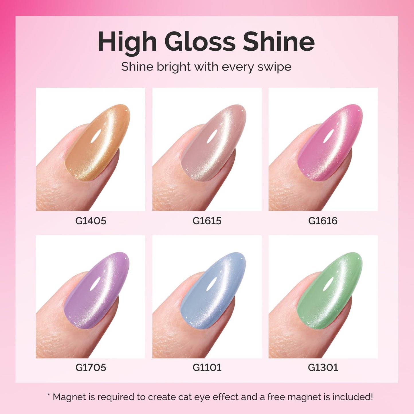 MelodySusie Macaron Pink Blue Cat Eye Set Cat Eye Gel Nail Polish Set 6 Pcs, 0.26 Fl Oz Glitter Holographic Magnetic Nail Polish with Magnet, UV Nail Polish for Nail Art Manicure Salon DIY at Home