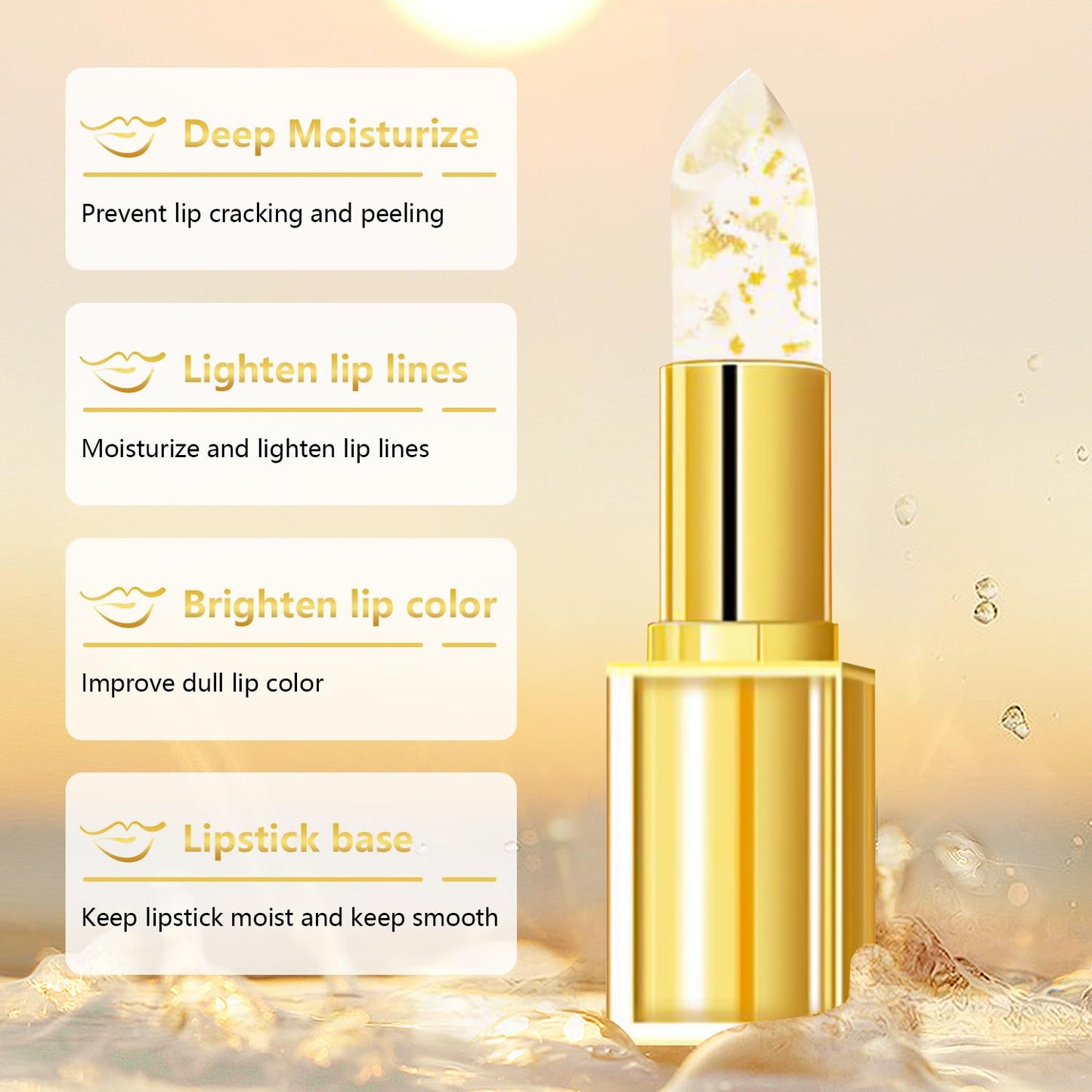 Color Changing Lipstick Set - Transferproof & Moisturizing | 3 Pcs Long Lasting Gold Crystal Formula for All Ages