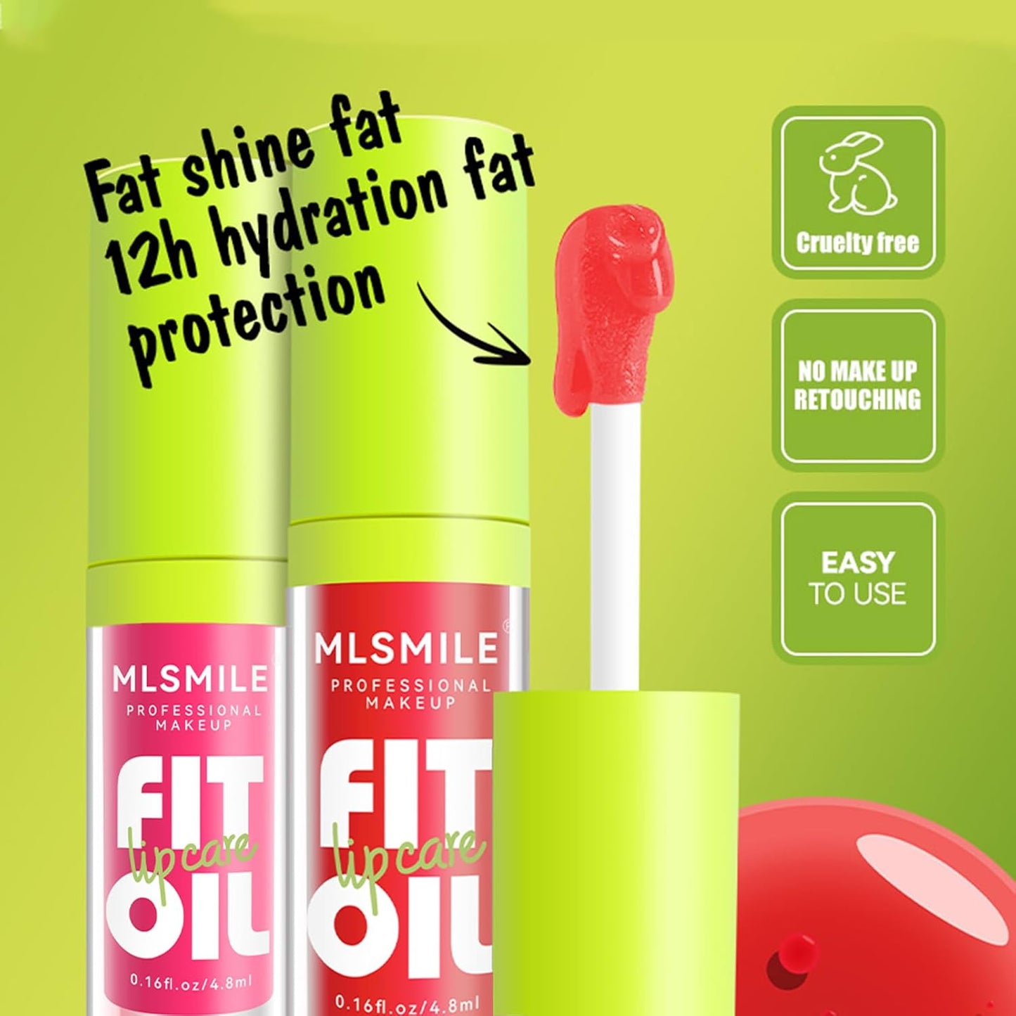 Hydrating Lip Glow Oil - Tinted Plumping Lip Gloss with Big Brush Head | 4 Colors Available