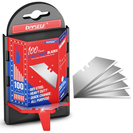 DIYSELF Utility Knife Blades 100 Pack, Box Cutter Blades Refills with Dispenser, Razor Blades Utility Knife Replacement Blade for Box Cutter, Razor Knife Blade