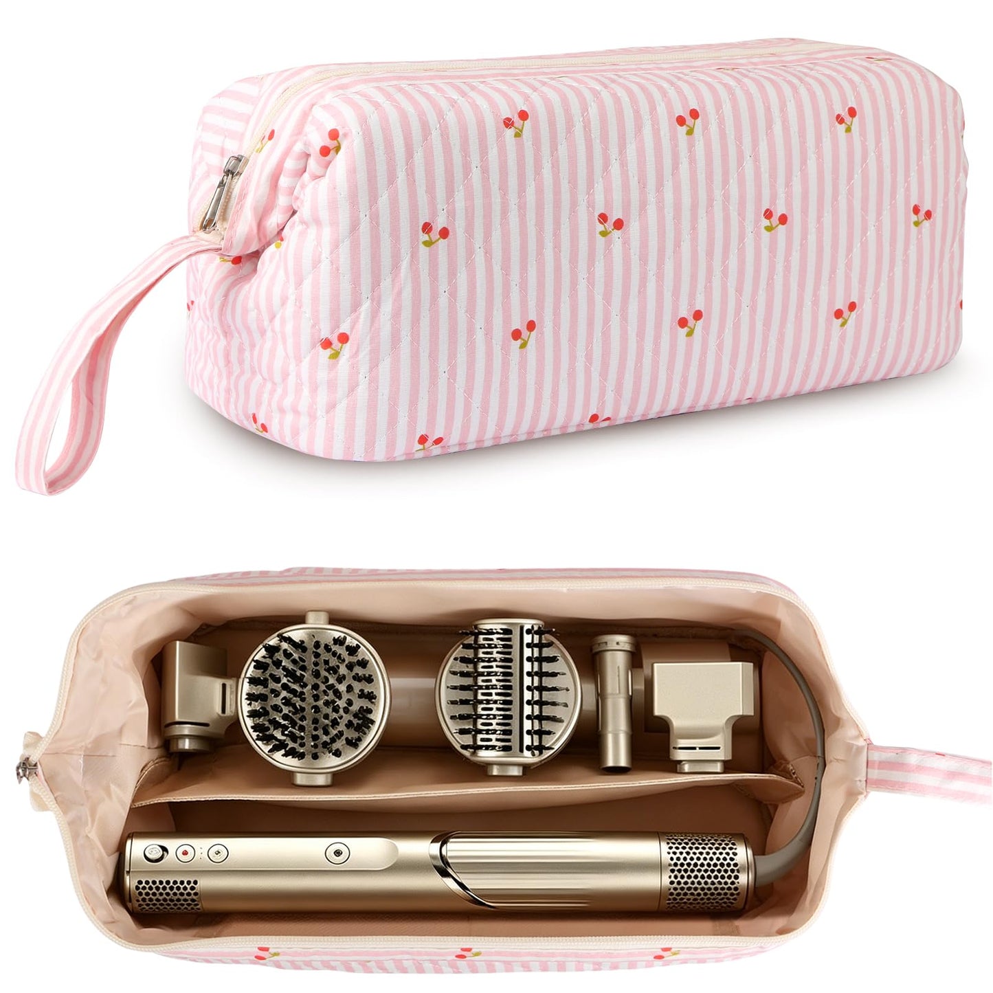 BRIOYHA Quilted Travel Case for Hair Styling Tools, Portable Organizer Bag Compatible with Shark FlexStyle, Dyson Airwrap, Revlon Curling Irons