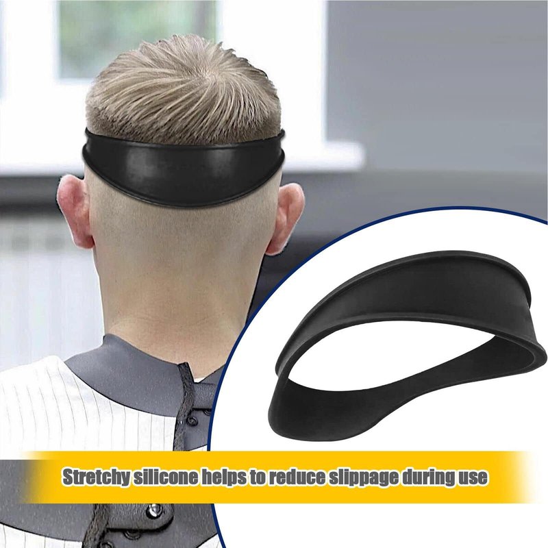 Bebeeco Neckline Shaving Template, Hair Cutting Guide Curved Neck Hair Shaving Template Soft Silicone Neckline Trimming Template for DIY Home Haircuts (Black)