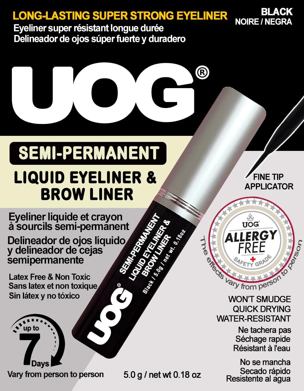 Liquid Eyeliner & Eyebrow Liner - Waterproof, Smudge-Proof, Allergy-Free | 5.0 mL/0.18 Fl oz