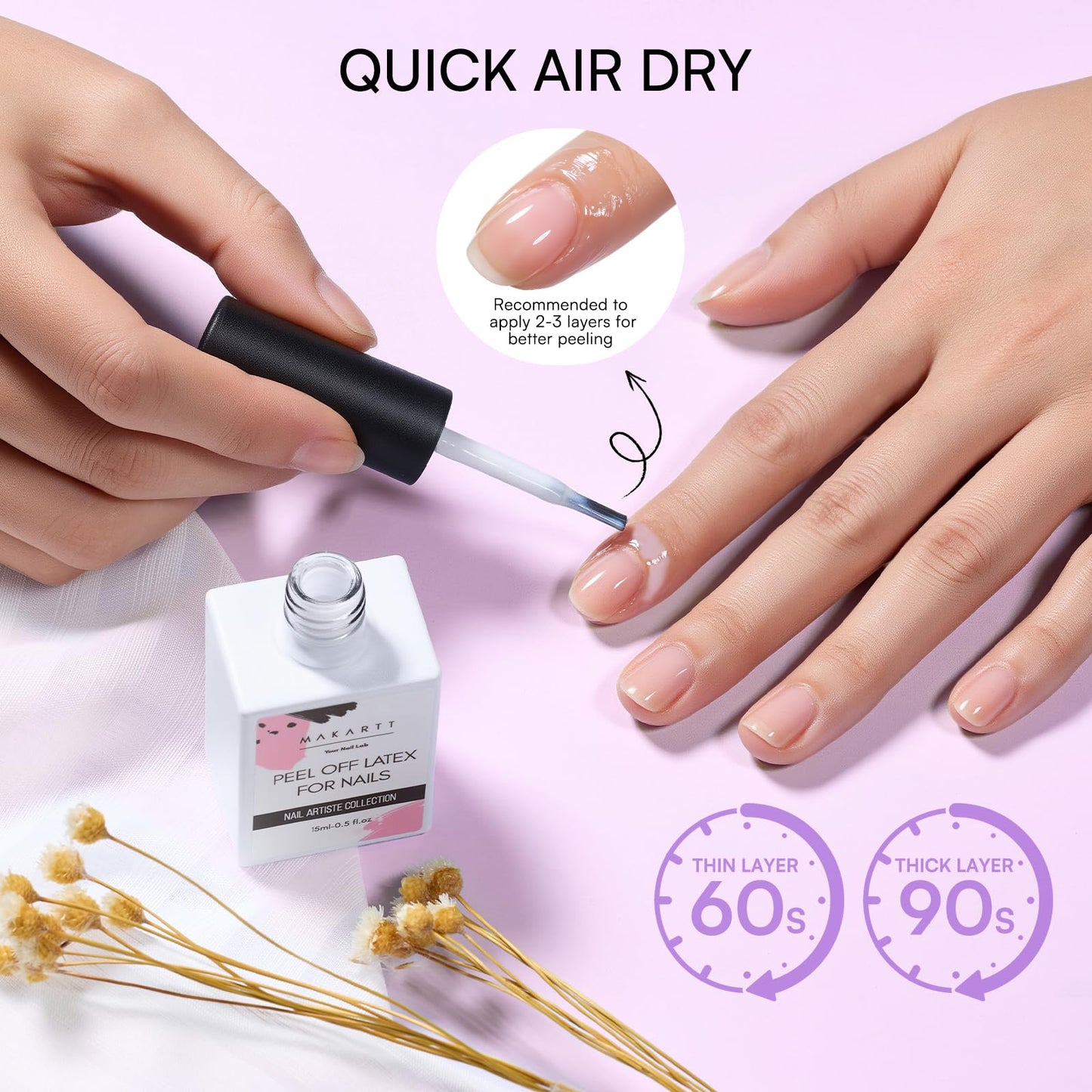 Makartt Liquid Latex for Nails: Nail Polish Barrier Peel Off for Clean Edges, Quick Dry Peel Off Cuticle Guard, Latex Tape for Nails Gel Polish, Stamping, Chrome Powder for Nail Art Home Salon Use