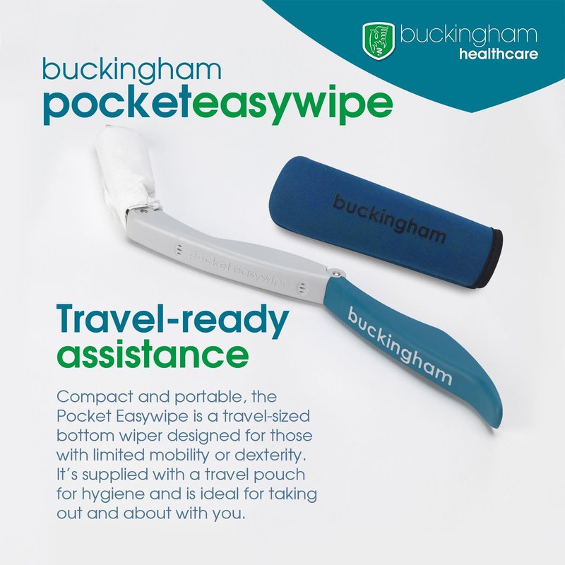 Buckingham Pocket Easywipe Bottom Wiper, Disability Aids for The Home, Toilet Aids for Wiping for Disabled and Elderly, Bottom Wipers for Disabled, Personal Hygiene Aid Foldable Travel Accessory
