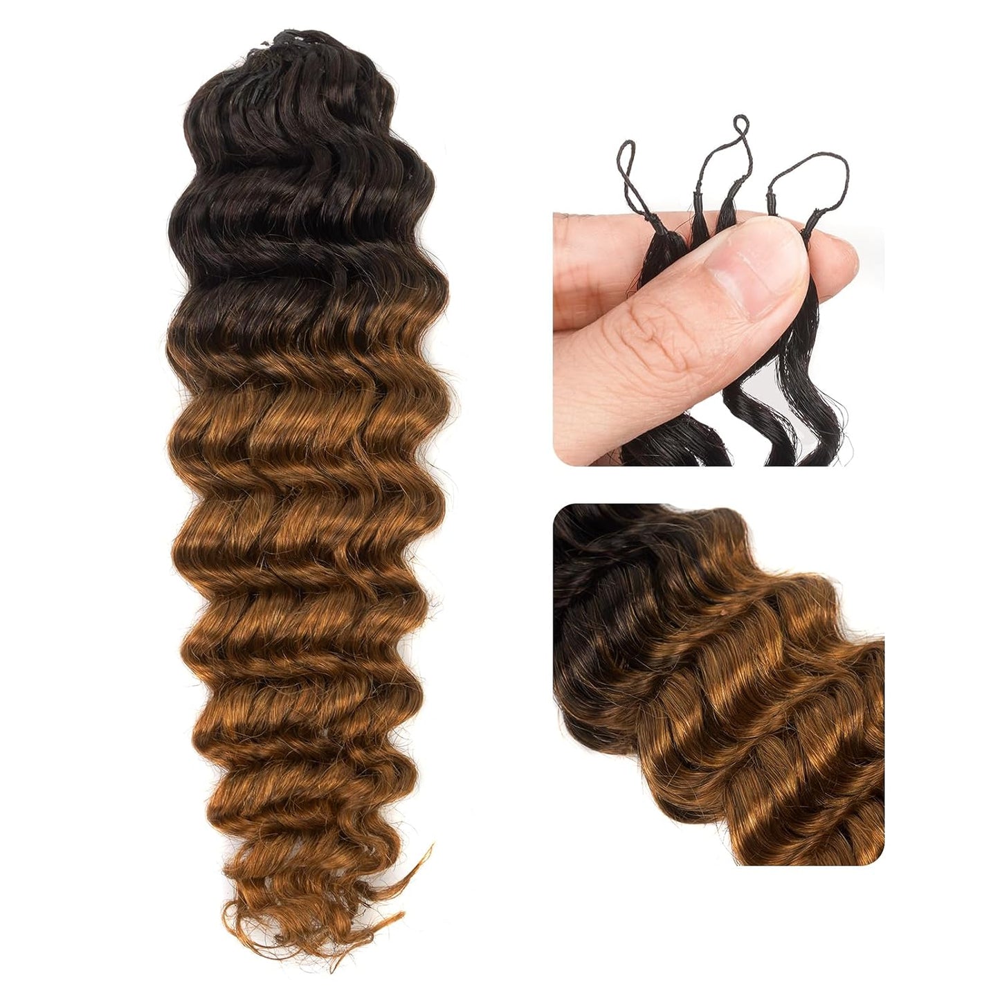 ToyoTress Ocean Wave Crochet Hair - 10 Inch Invisible Knotless Deep Curly Braiding Hair | Natural Color, 250G