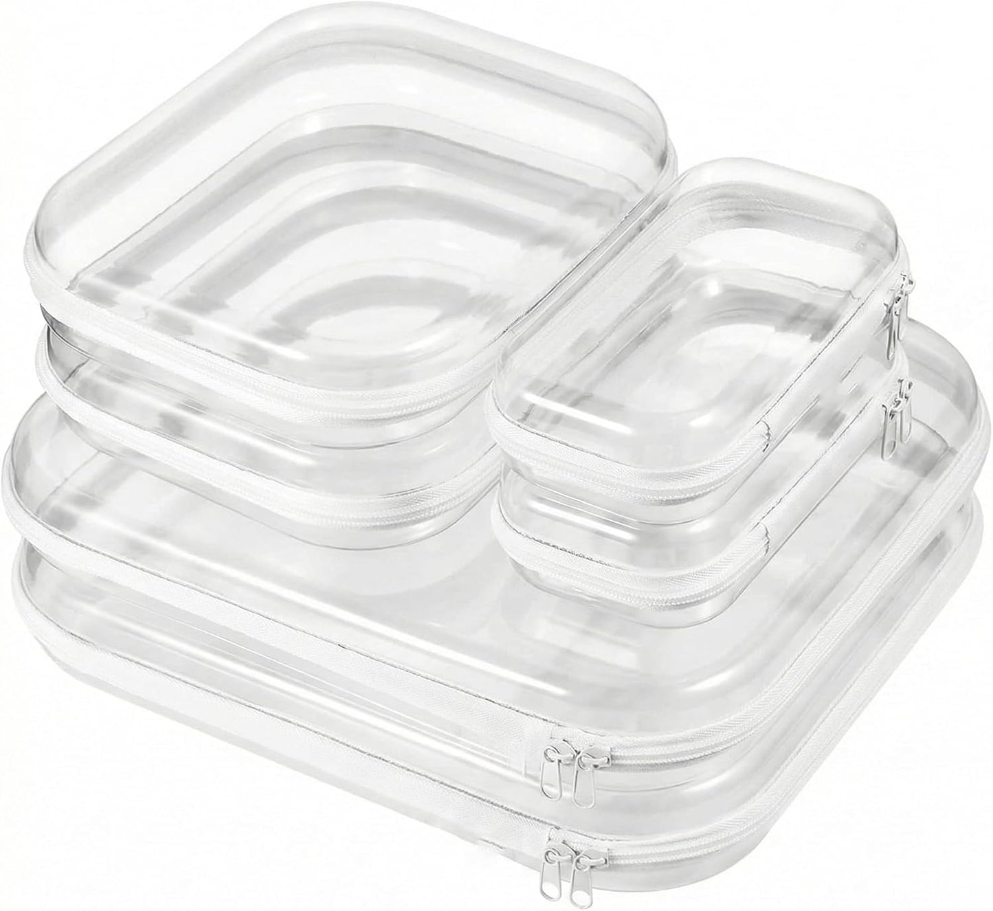 Clear Zipper Pouches - 6PCS Hard Shell Cosmetic Bags | Portable Waterproof Travel Organizers for Toiletries & Snacks (2L+2M+2S)