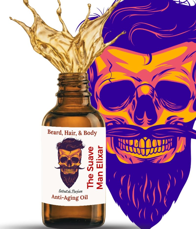 Suave Man's Elixir Beard Oil for Men – Beard Growth Serum & Conditioner | Softener & Moisturizer for Dry Oily Skin | 11 Natural Anti-Aging Oils | Argan, Jojoba & Castor | Facial Hair & Mustache Growth