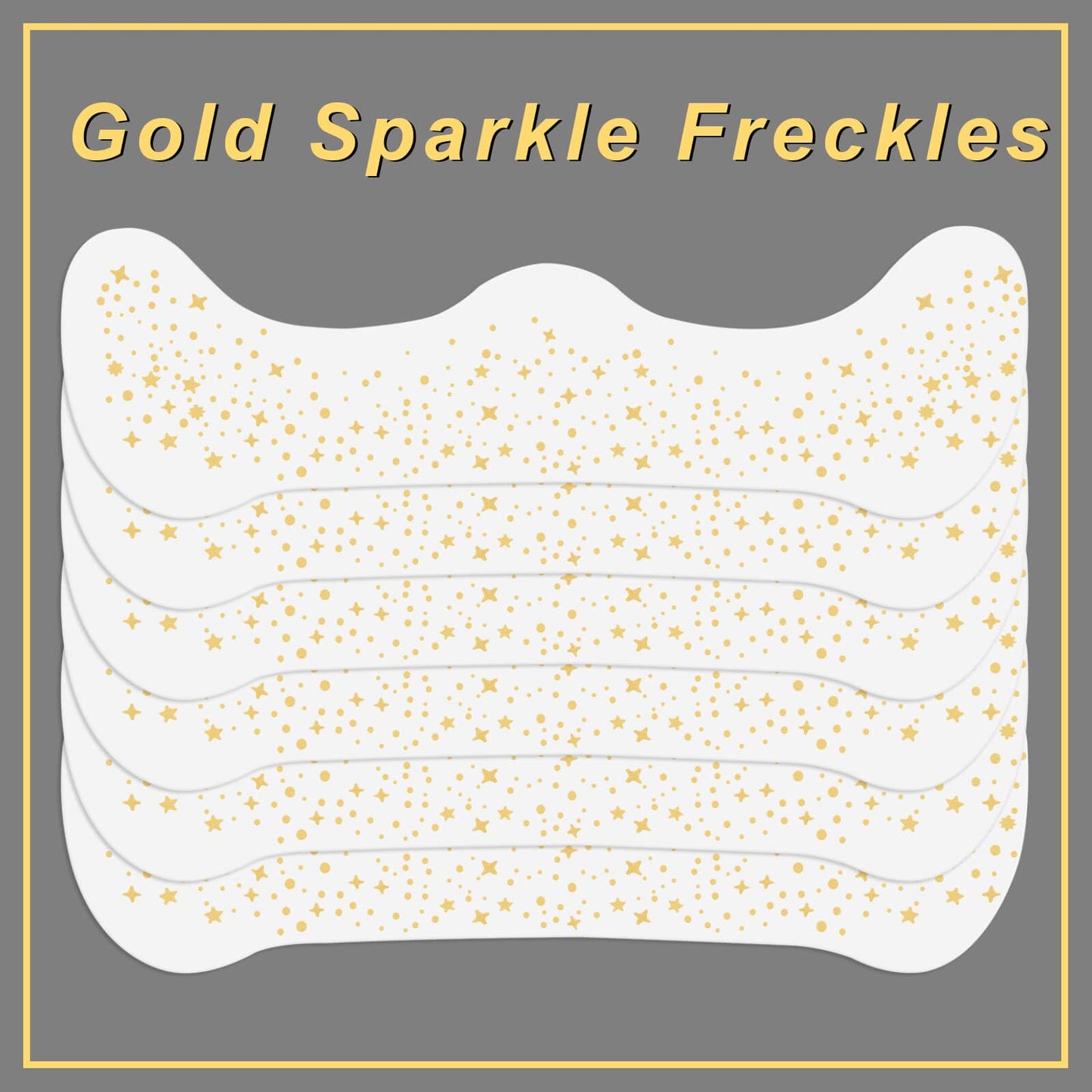 MEICOLY Gold Glitter Freckles Face Tattoo,St Patricks Day Face Glitter,Sparkle Freckles for Women Kids,Sparkle Makeup Patches,6Pcs