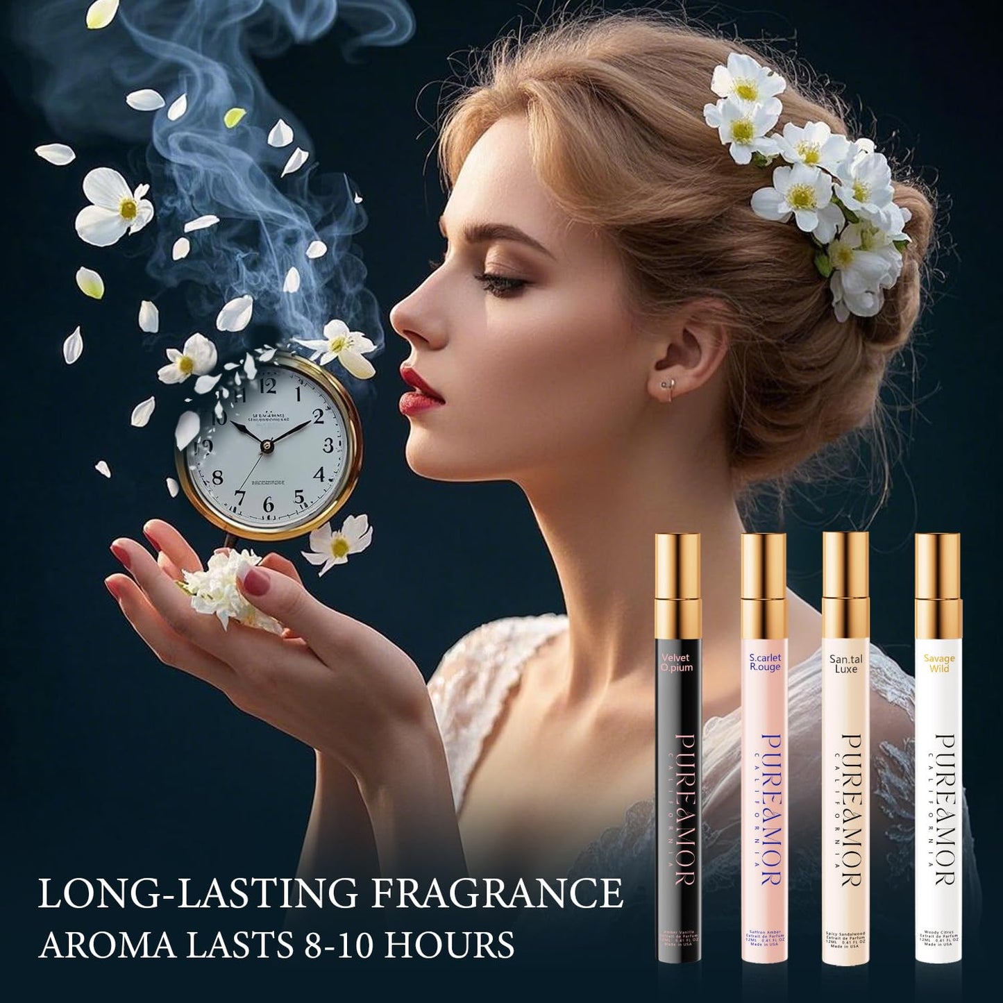 Pheromone Perfume Set for Women - Long-Lasting Amber Vanilla, Saffron Amber & Woody Citrus | Travel Cologne Oils