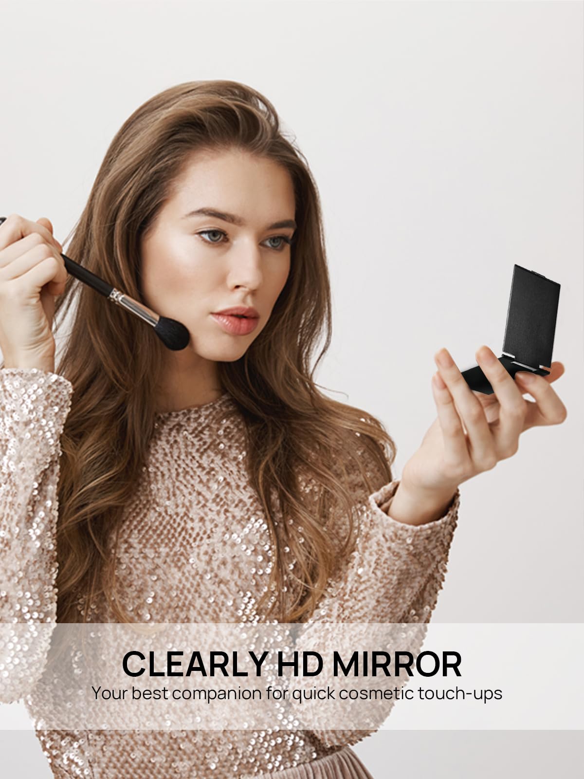 MIRRORNOVA Folding Mirror,Compact Ultra-Slim Small Portable Travel Size Makeup Mirror,Aluminum Shell