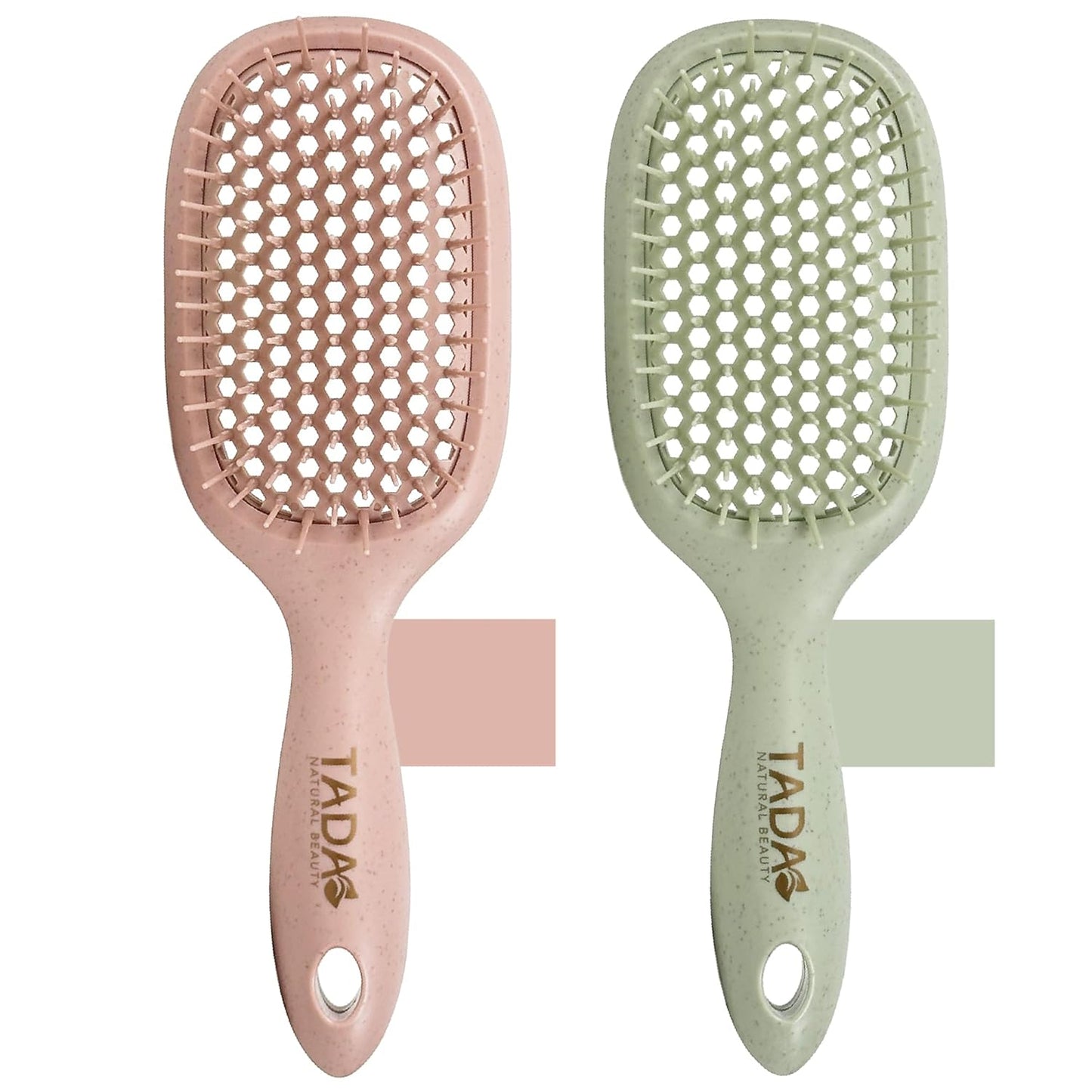 Natural Beauty Hair Brush Detangler - Ideal for Curly, Thick, and Wavy Hair | Quick Drying & Styling, 2-Pack (4 Colors)