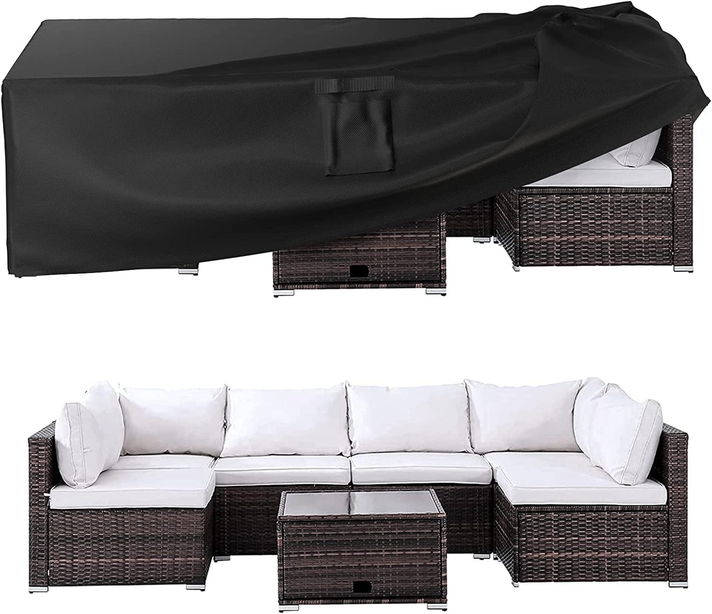 Patio Furniture Covers - Waterproof Outdoor Table & Chair Protection | Heavy Duty 600D, 108" L x 82" W x 27.9" H