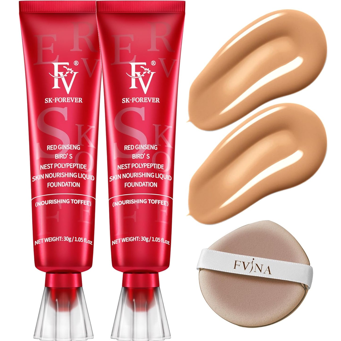 Dewy Liquid Foundation Makeup - Waterproof & Lightweight Hydrating Formula | 2 Pack, Classic Ivory