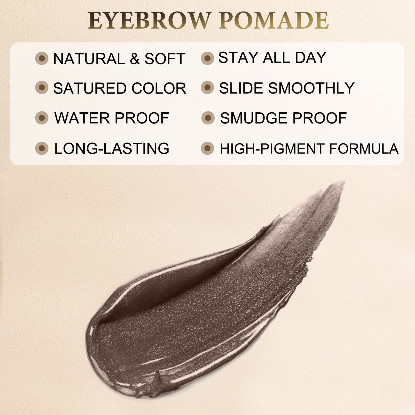 LAVONE Makeup Kit - Waterproof Eyebrow Stamp Pencil & Pomade, Dual-Ended Brush | Dark Brown