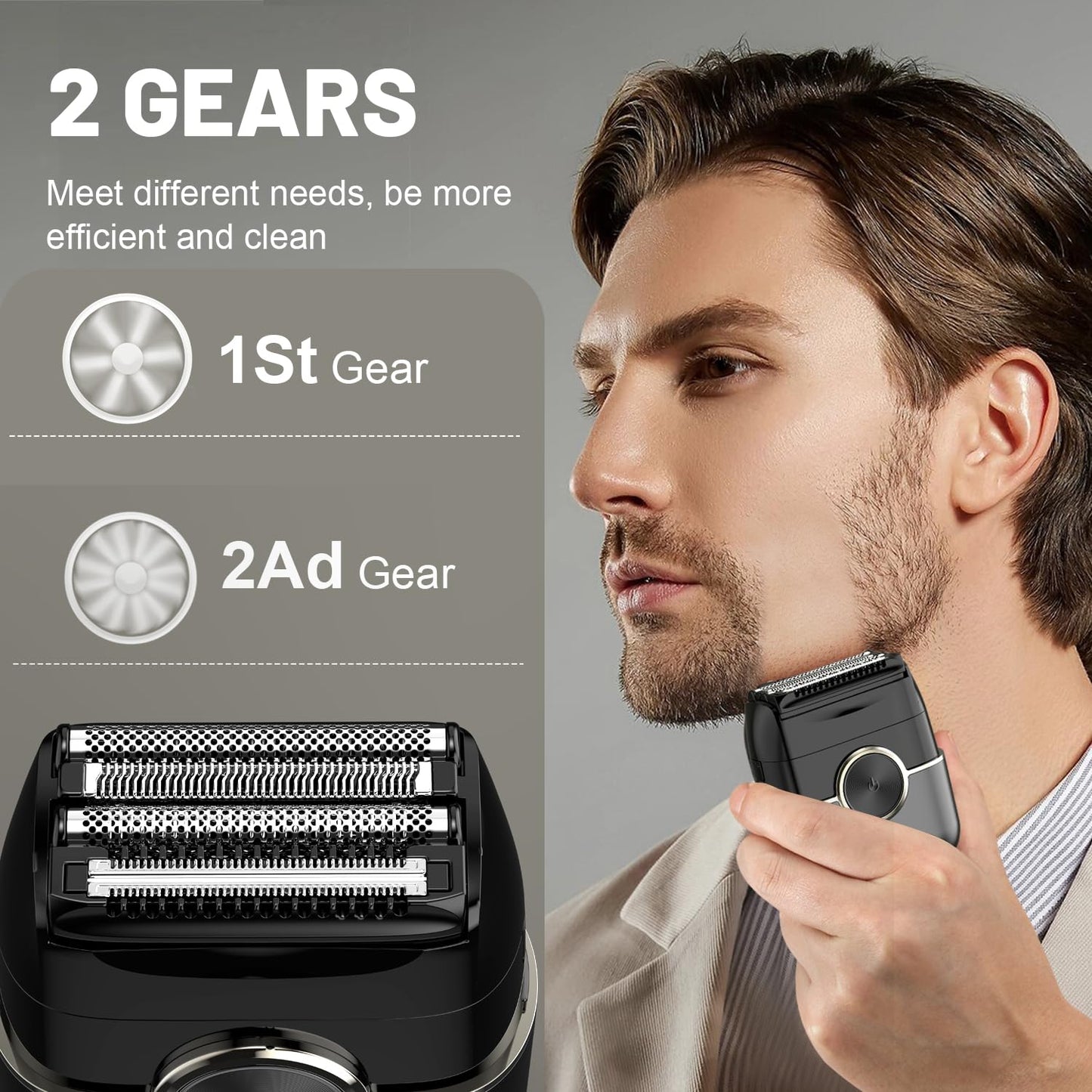 Electric Foil Shaver for Men wiht 4 Floating Blade LED Display USB-C Fast Rechargeable