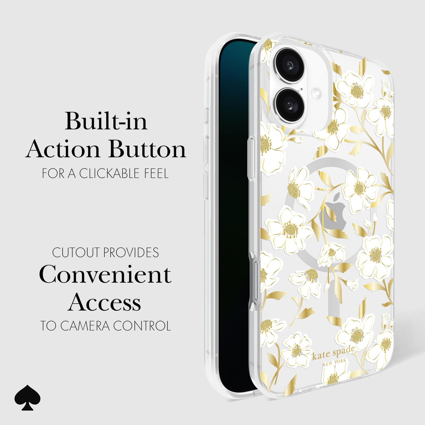 kate spade new york iPhone 16 Plus Case - Compatible with MagSafe - Designer Phone Case - Sunshine Floral Gems