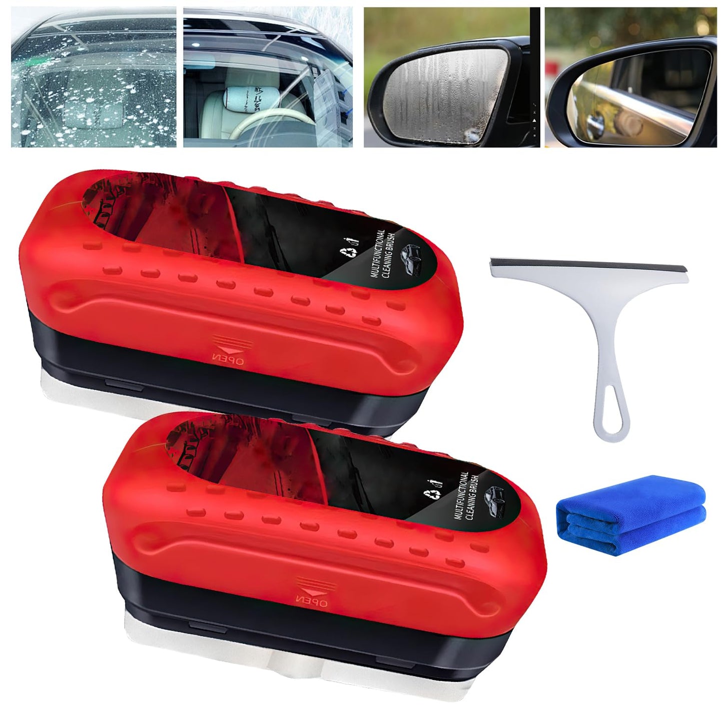 2PCS Automotive Oil Film Cleaning Brush, Glass Cleaning Board, Oil Film Cleaning Brush, Hydrophobic Glass Coating for Windshield, Seedhubtok Glass Cleaning Board Improves Clarity and Visibility