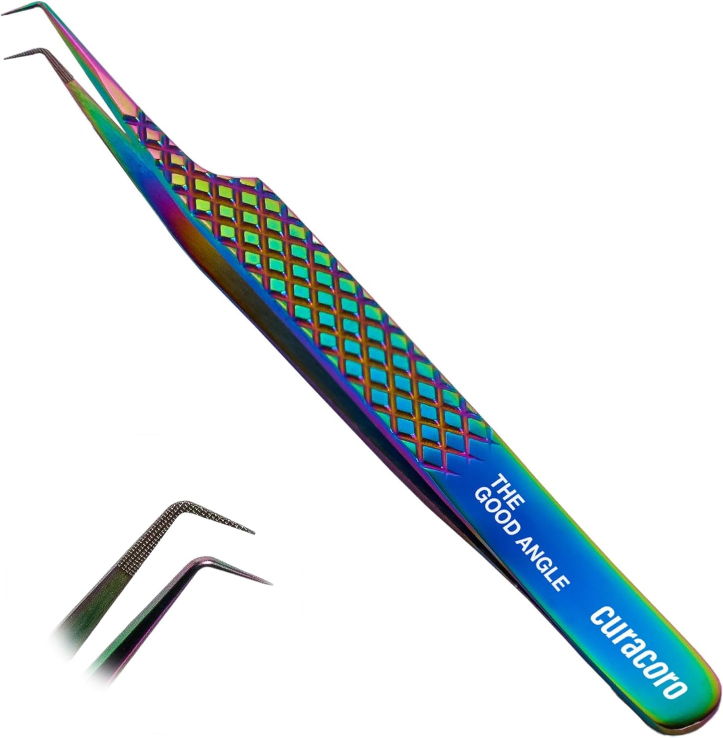 Curacoro Lash Tweezer - Precision Fiber Tip Grip for Eyelash Extensions | Multi-Shape Silver Tweezers for Volume & Isolation
