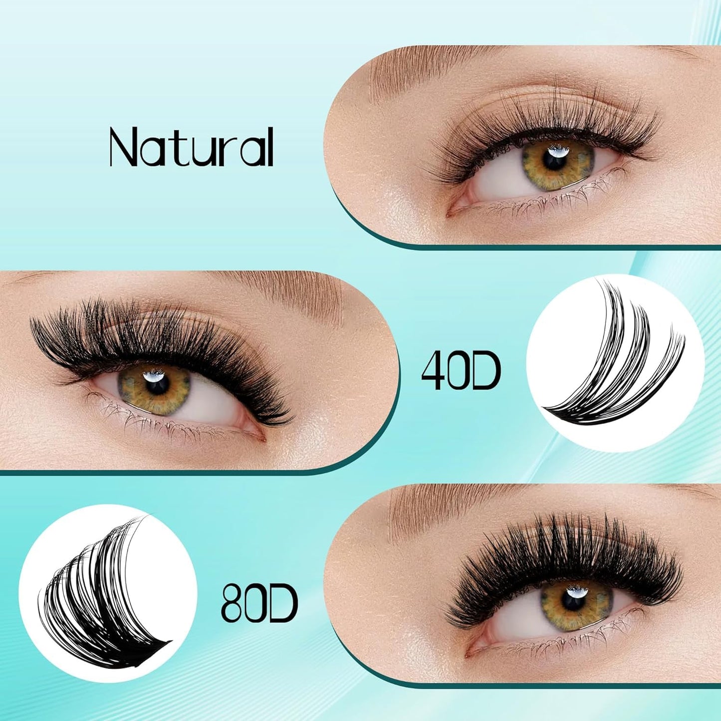 GEMERRY Eyelash Extension Kit Thick Curl Fluffy Clusters Kit With Lash Bond and Seal, Tweezers, DIY Lash Extension (80P-10-18mm)