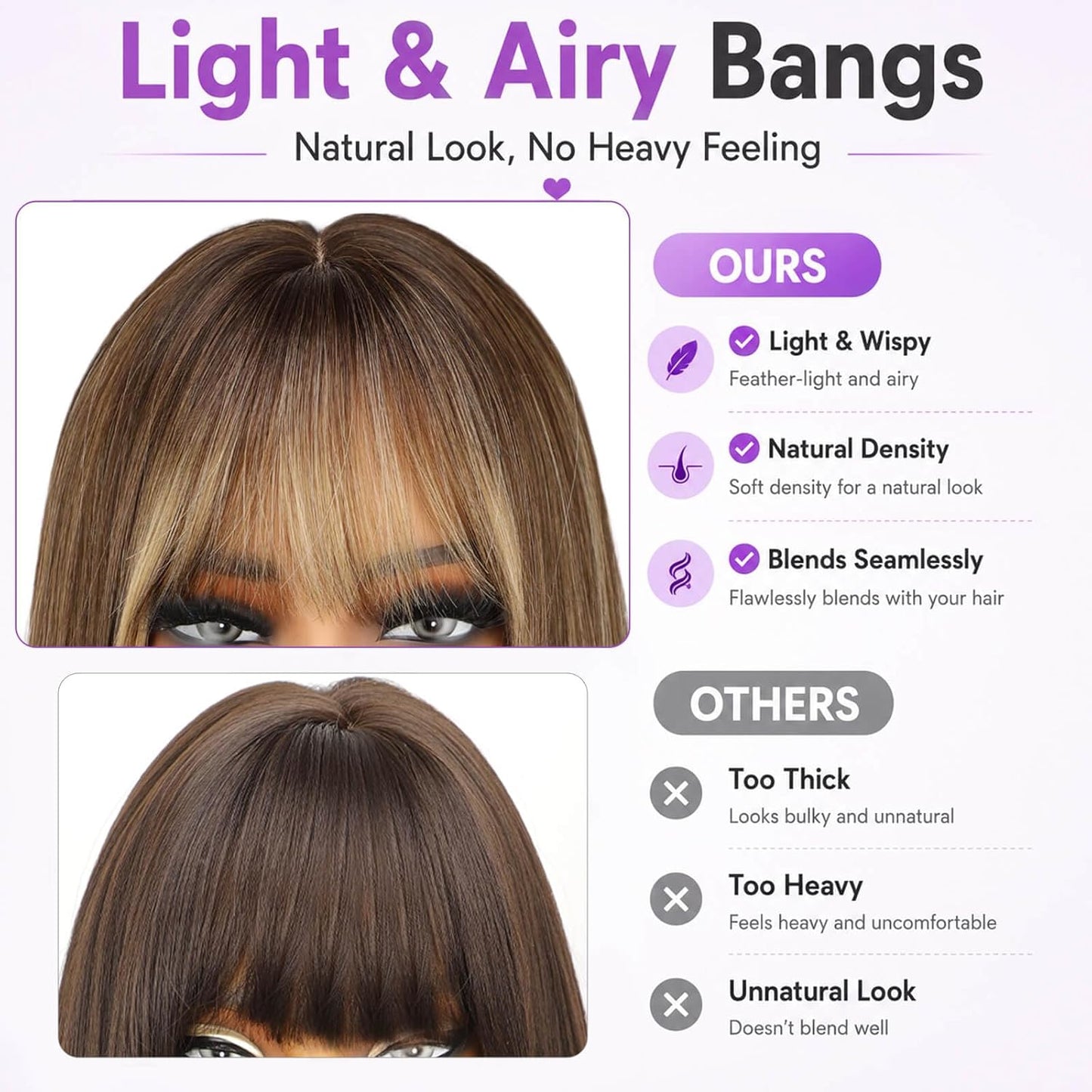 Beginner-Friendly Ash Blonde Wig with Bangs - 4x4 Glueless Synthetic Hair, Medium Length, Face-Framing Layers