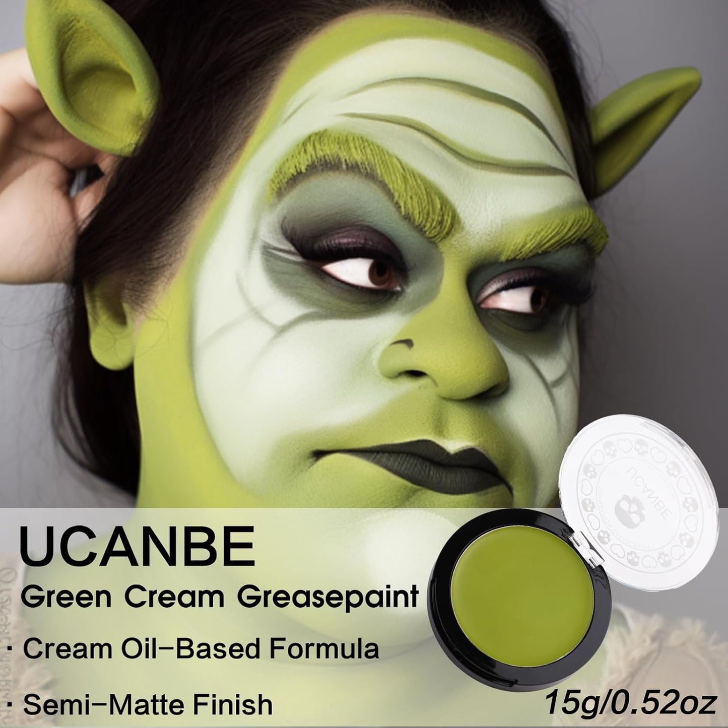 Ogre Green Face & Body Paint - Versatile Greasepaint for Halloween & St. Patrick's Day | Perfect for Monsters, Goblins & SFX Makeup