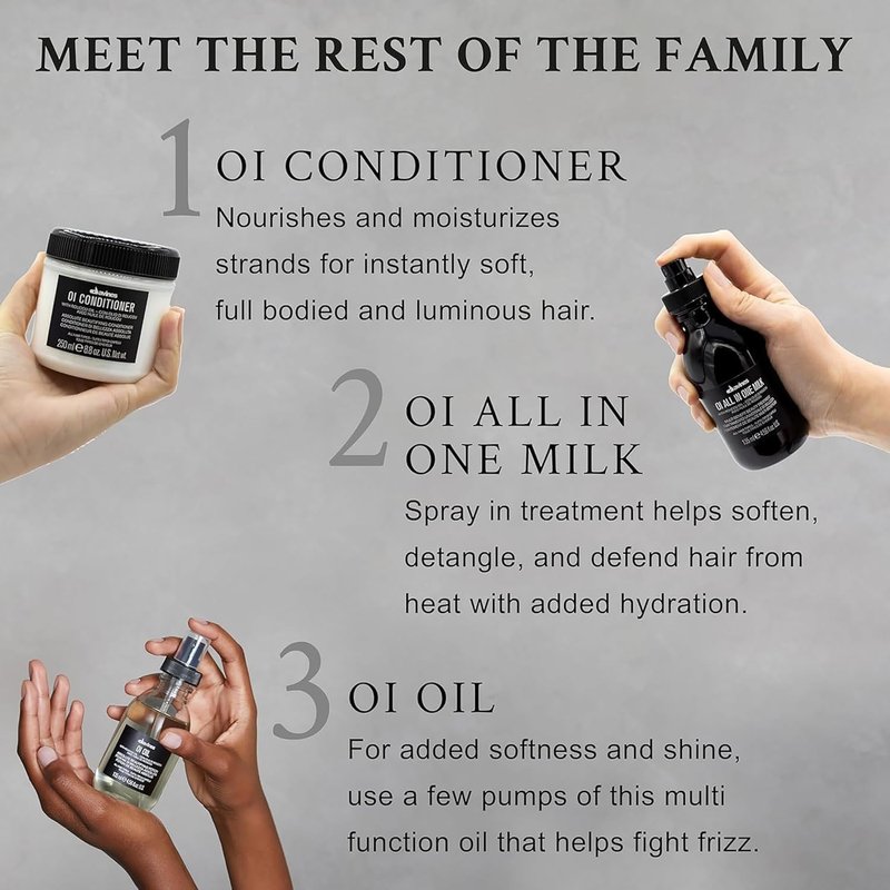 Davines OI Conditioner - Rich Hydrating Cream for All Hair Types | Accelerates Drying, Adds Shine & Softens with Roucou Oil