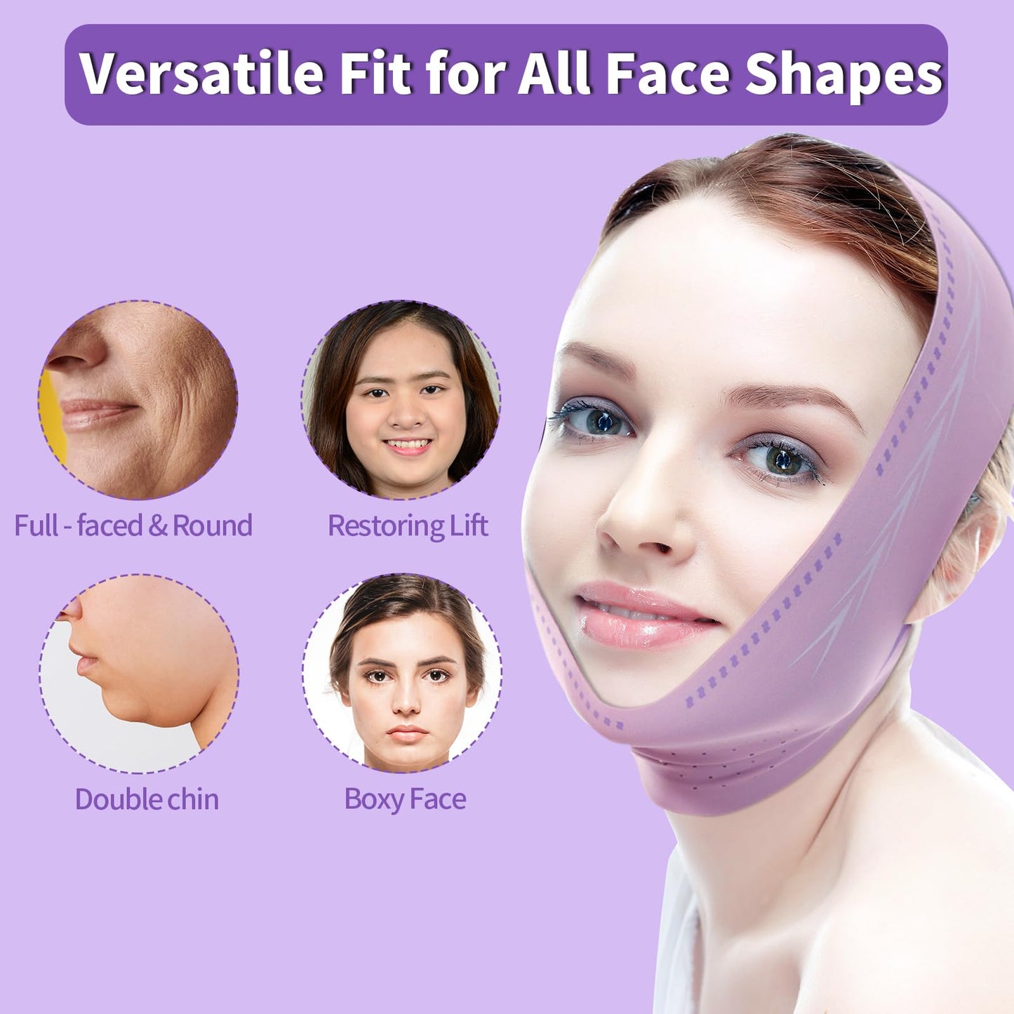 MixS Live Adjustable Chin Strap - Double Chin Eliminator for Sleeping, V-Line Face Mask for Women, Reusable Jaw Exerciser & Facial Slimming Belt for Sagging Skin, Breathable Night Wear