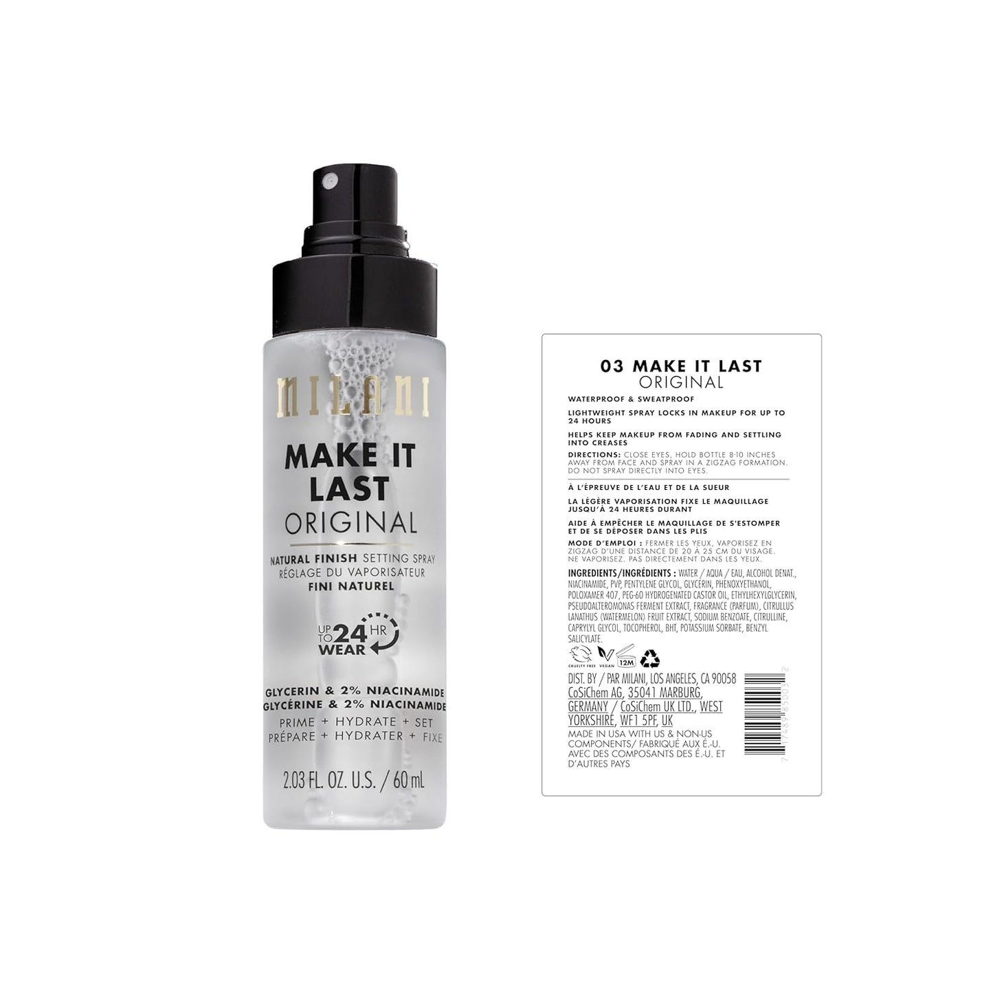 Milani Make It Last Setting Spray & Primer - Hydrating 3-in-1 Formula | 2.03 Fl. Oz