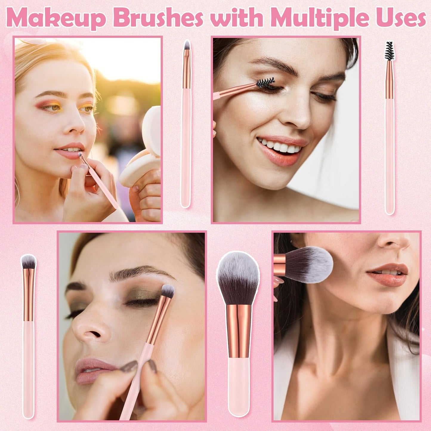 Travel Makeup Brush Set - 20PCS with Mirror, Storage Bag & 8 Makeup Sponges | Perfect for Home & On-the-Go