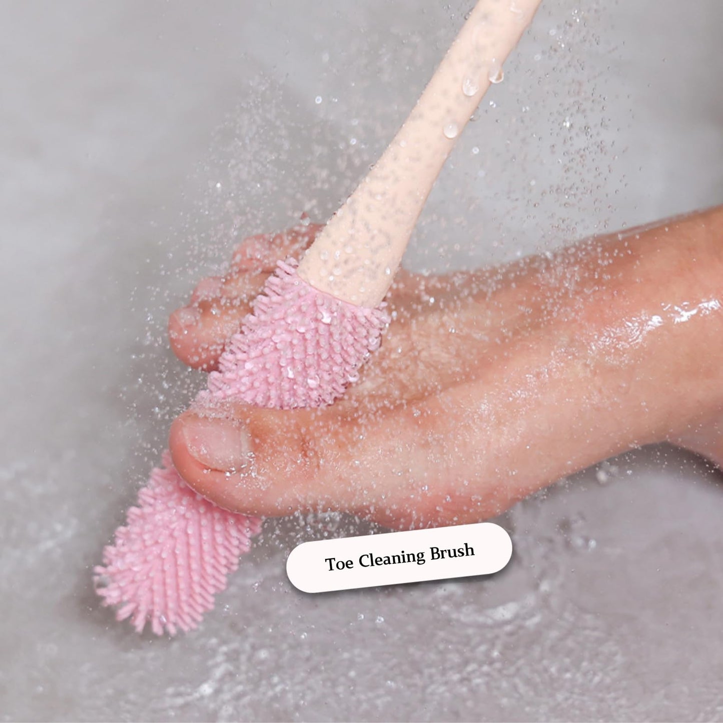Nurlypop Toe Cleaning Brush with 15.7" Long Handle,Foot Scrubber in Shower,No Bending, Ideal for Seniors, Expecting Mothers, Men & Women | Foot Scrubber & Anti-Itch Exfoliating Brush (2 Pack) (Grey)