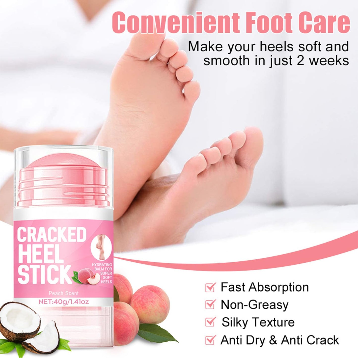 HJXUQIME 2pcs 60% Urea Hydrating and Anti-Cracking Foot Cream, Moisturising and Relieves Cracking and Dryness Foot Cream for Dry Cracked Feet And Hands（aloe + peach）