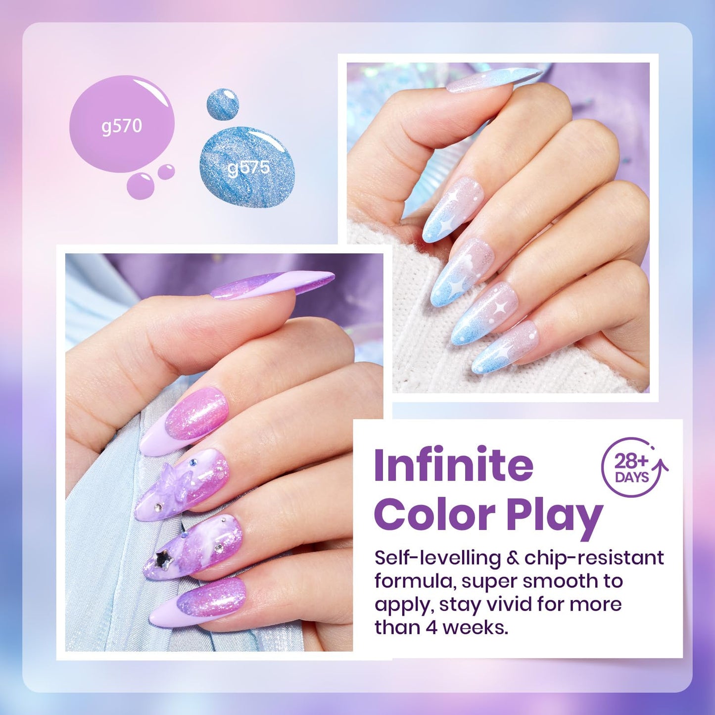 Beetles Purple Gel Polish Set - 6 Colors Cat Eye Gel Polish