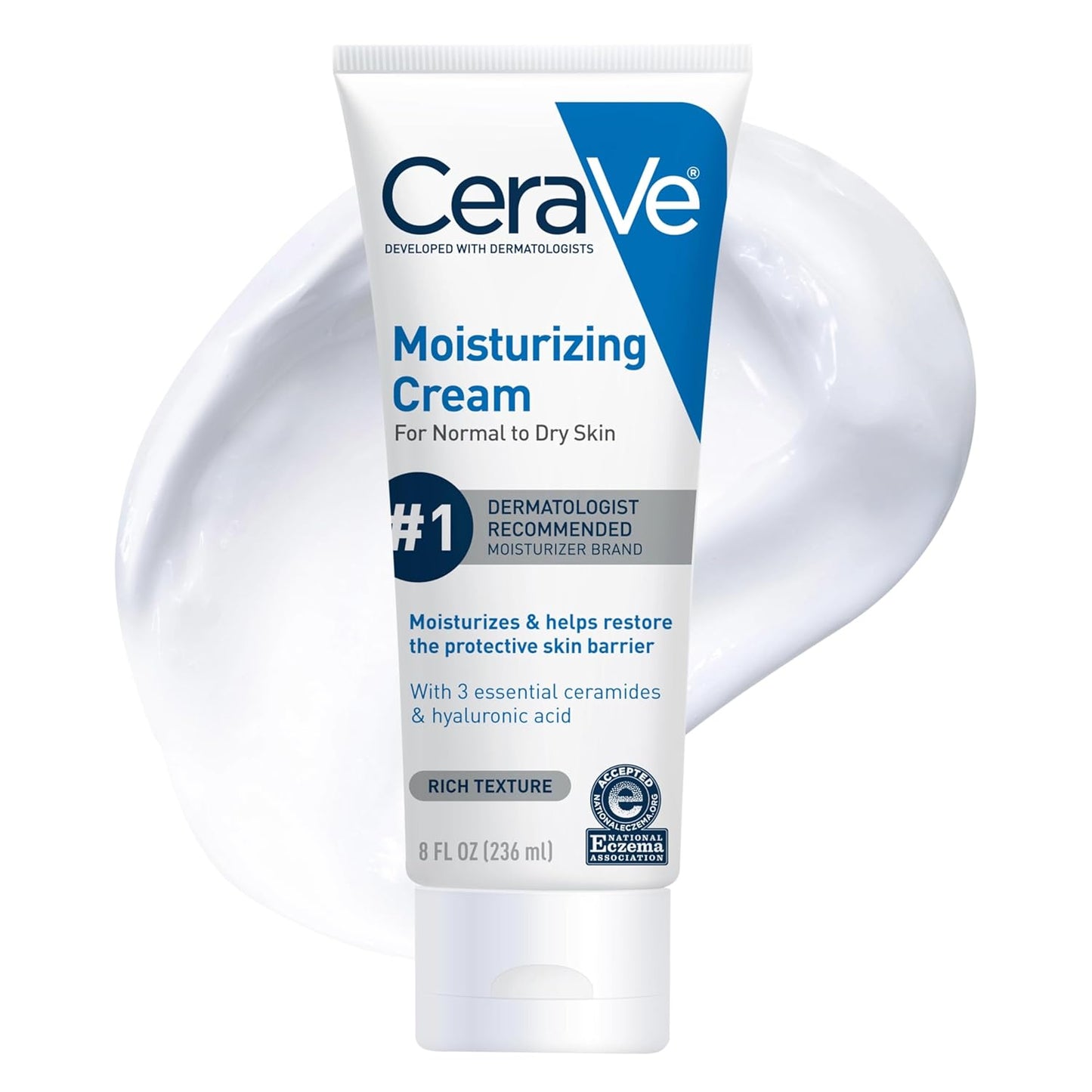 CeraVe Moisturizing Cream - Hydrating Body & Face Moisturizer with Hyaluronic Acid | 19 Ounce, Oil-Free, Fragrance-Free