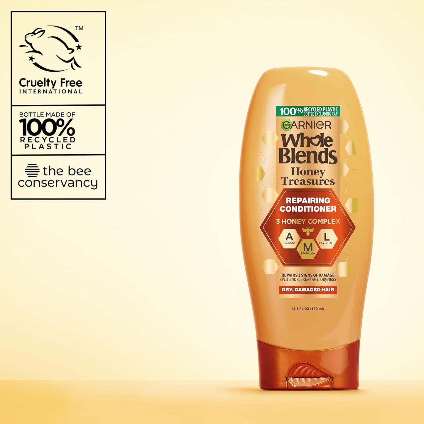 Garnier Whole Blends Honey Treasures Repairing Conditioner - Nourishing Formula for Dry, Damaged Hair | 22 Fl Oz, 2 Count