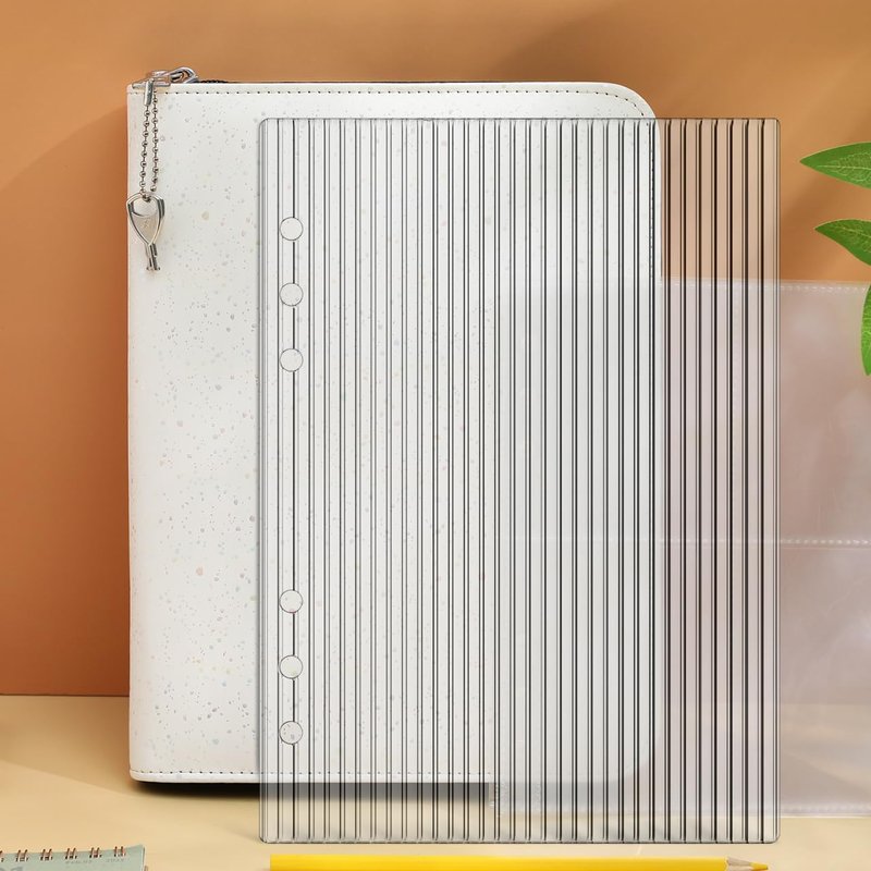 Angoily A5 Acrylic Binder Cover, Transparent 6 Hole Budget Binder for Office Use, Acrylic Protector 6 Hole Jacket View Window Removable Design