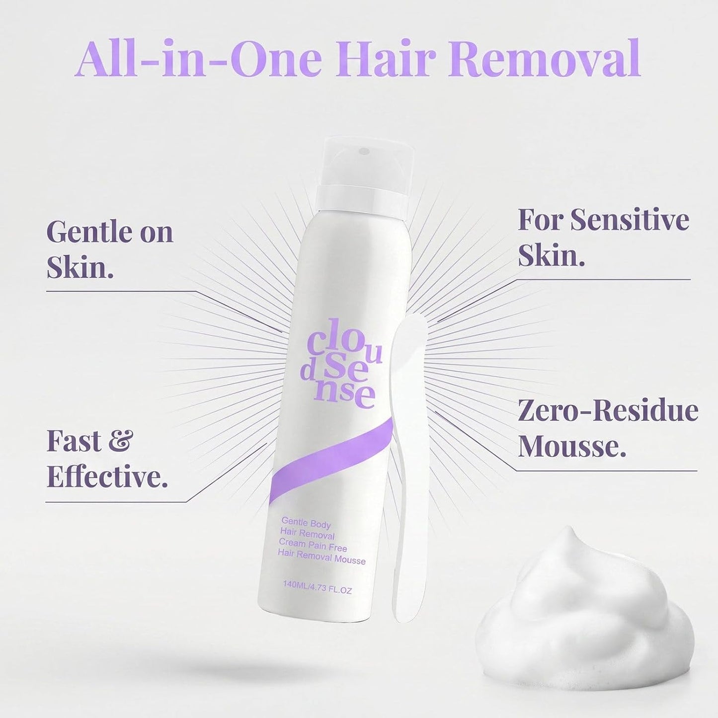 Gentle Hair Removal Spray for Sensitive Skin | Smooth Body & Legs, 150ml