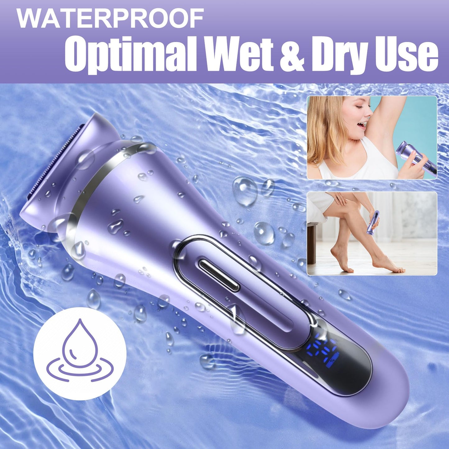 7-in-1 Rechargeable epilator for Women with LED Battery Display-Glamorous Skin Hair Remover-glabous Skin Facial Hair Remove-Smooth Glide for Face and Body, Bikini, Arms and Legs-Valentines Day Gift