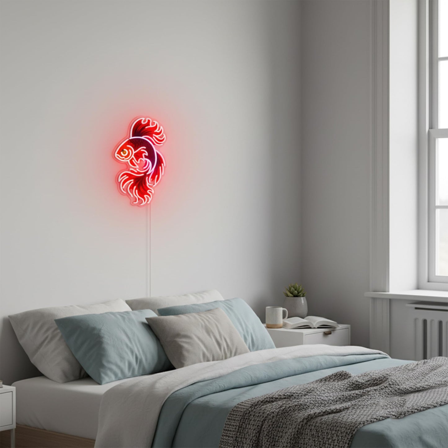 Koi Fish Neon Sign Japanese Neon Light Japanese Symbol of Prosperity Resilience & Good Luck LED Art Koi Lover Gift for Gaming Room Bedroom Fish Night Lamp
