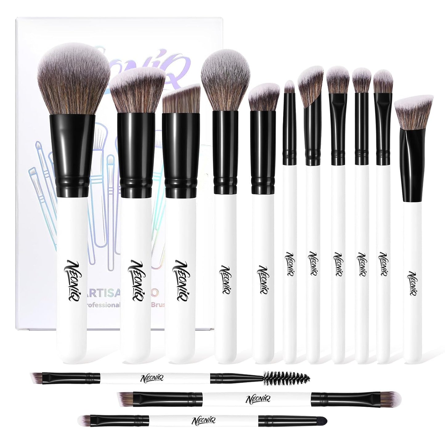 14 PCS Makeup Brush Set - Professional Foundation, Concealer & Eyeshadow Brushes | Versatile Black Makeup Tools