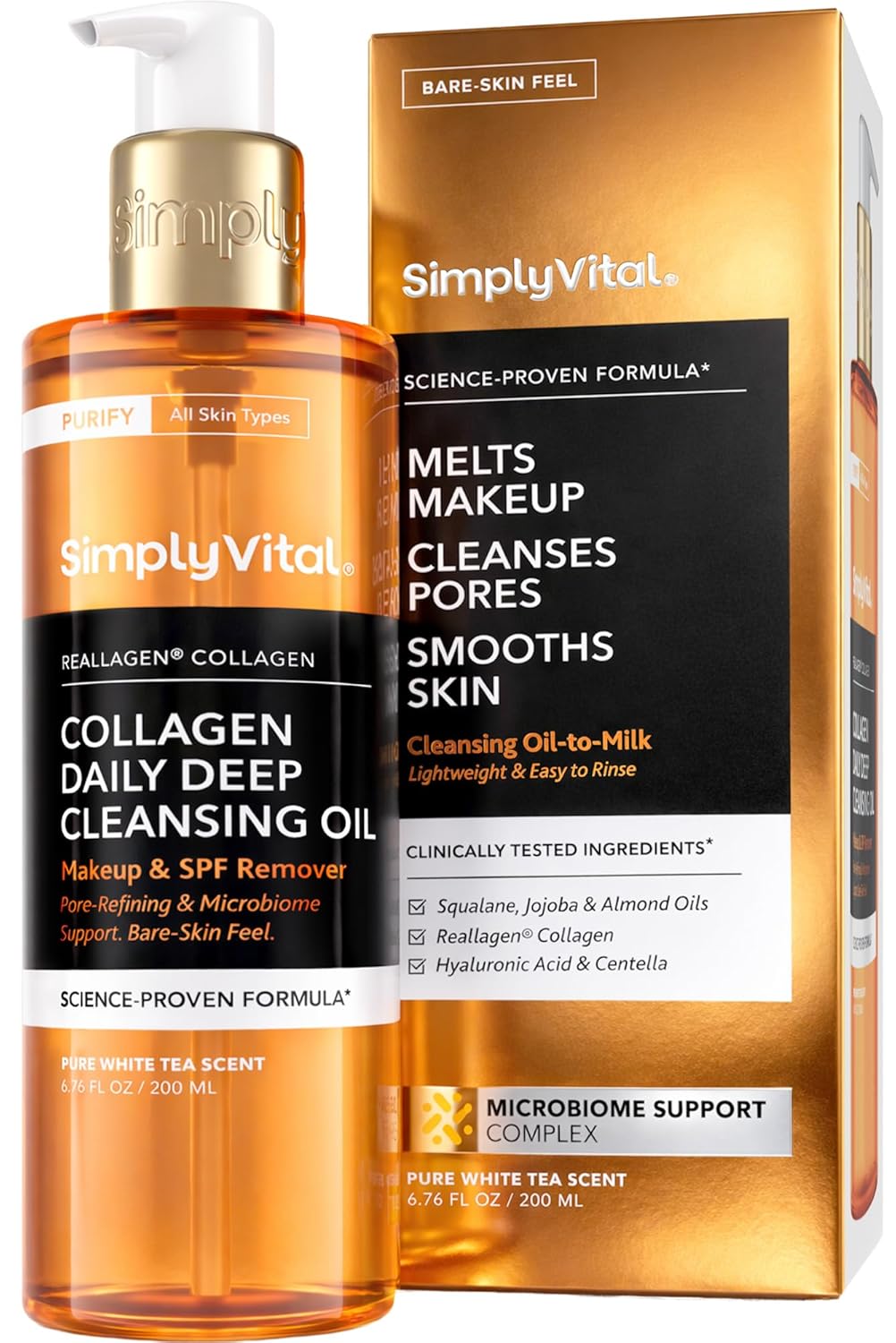 Deep Cleansing Oil for Face - Hydrating Makeup Remover with Collagen & Centella | 6.76 fl oz